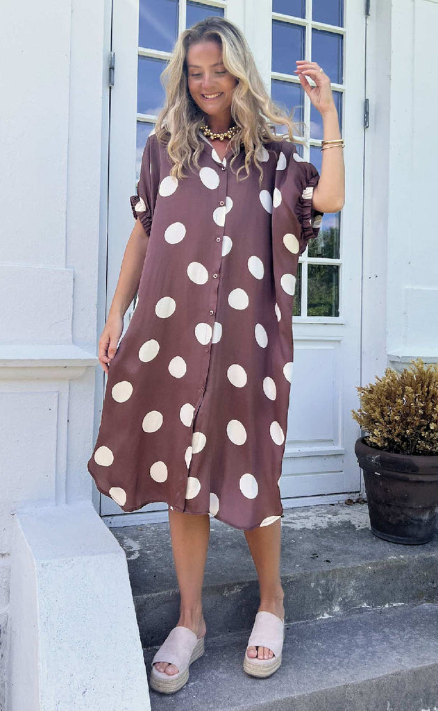 Black Colour Kjole - Mabel - Mocca Dot