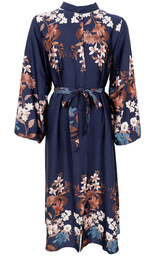 Black Colour Kjole - Zendaya - Navy Flower