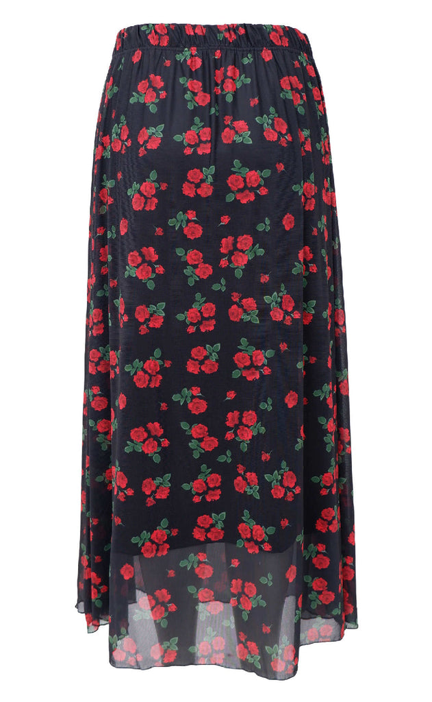 Black Colour Skjørt - Annie Mesh - Red Flower