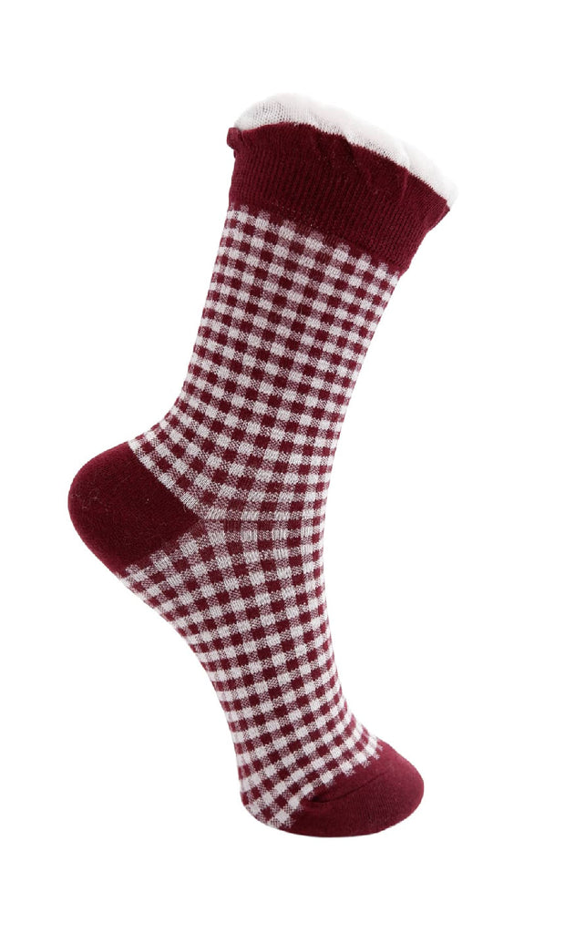 Black Colour Strømper - Lumina - Wine Checkered