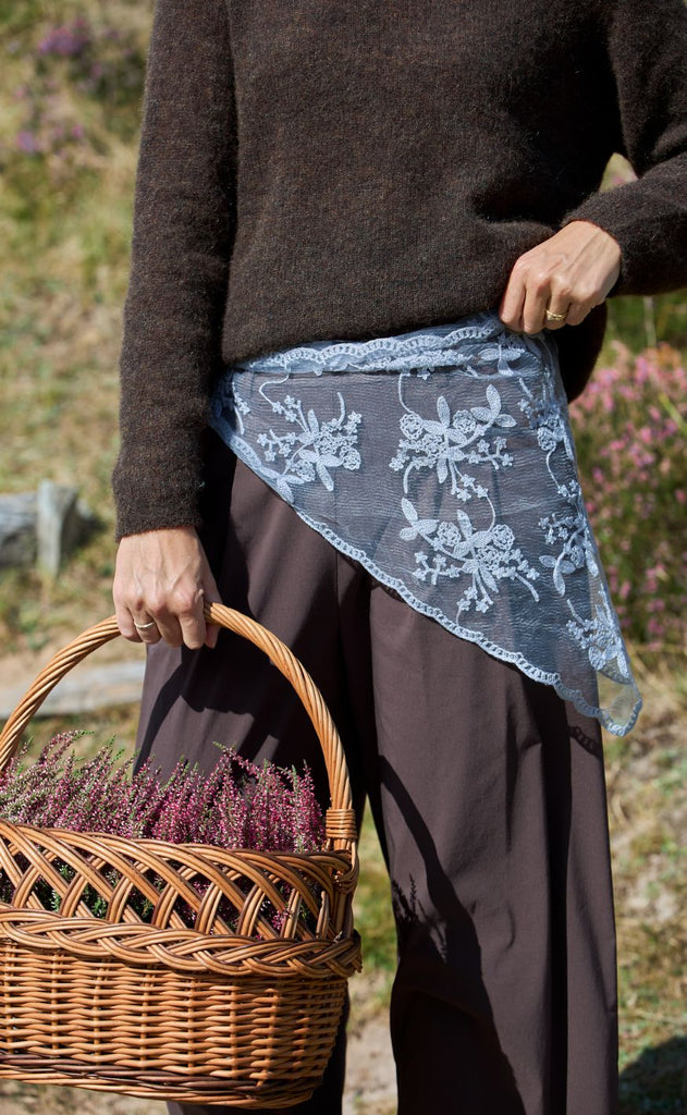 Black Colour Skjerf - Miriana Lace - Grey Blue