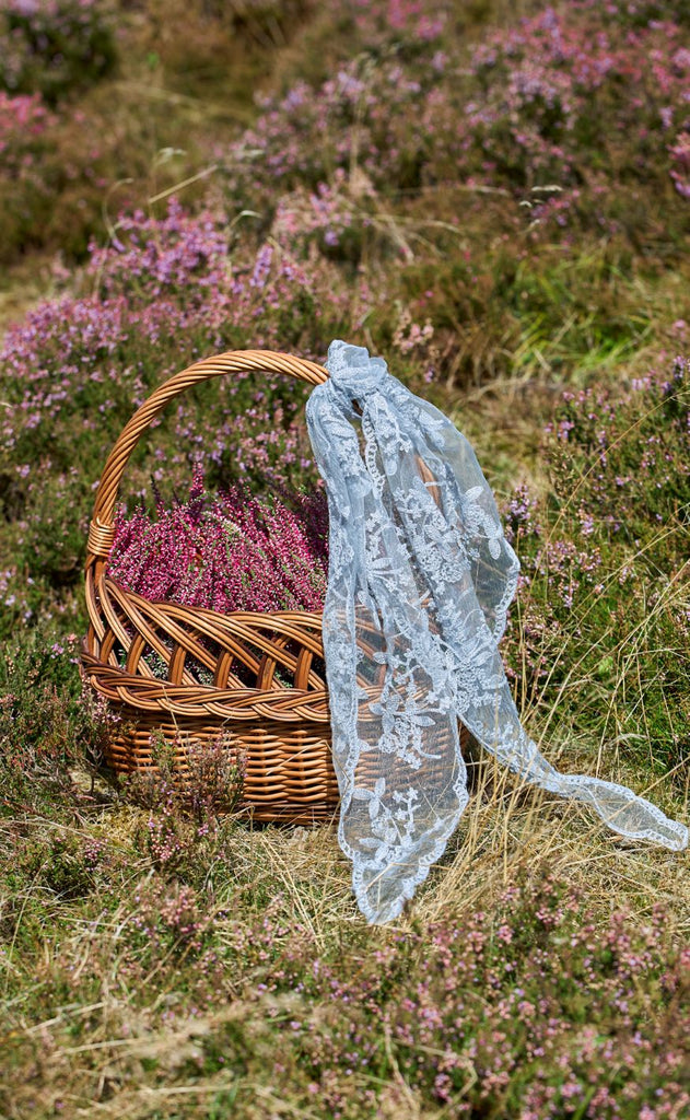 Black Colour Skjerf - Miriana Lace - Grey Blue