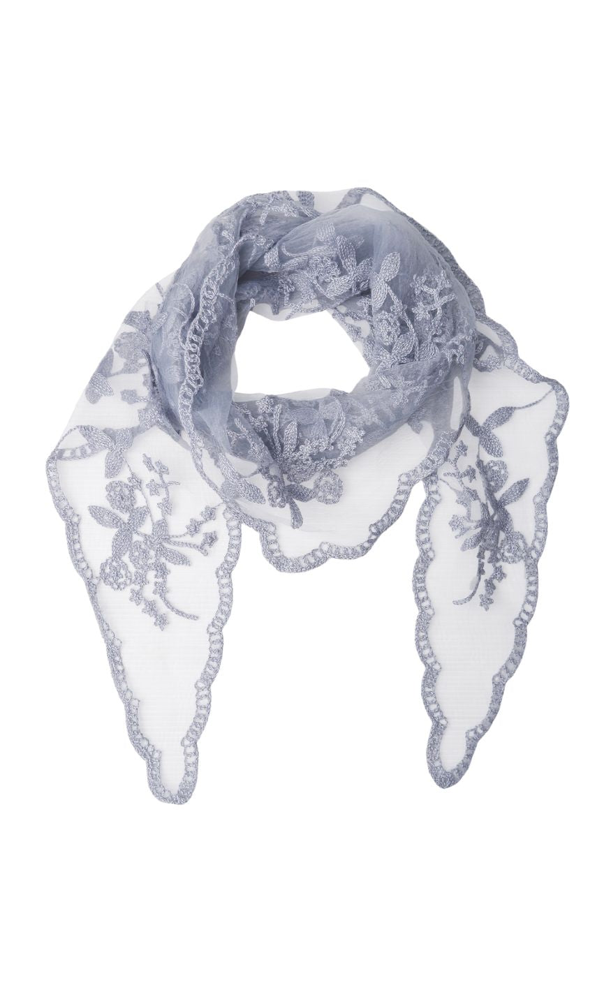 Black Colour Skjerf - Miriana Lace - Grey Blue