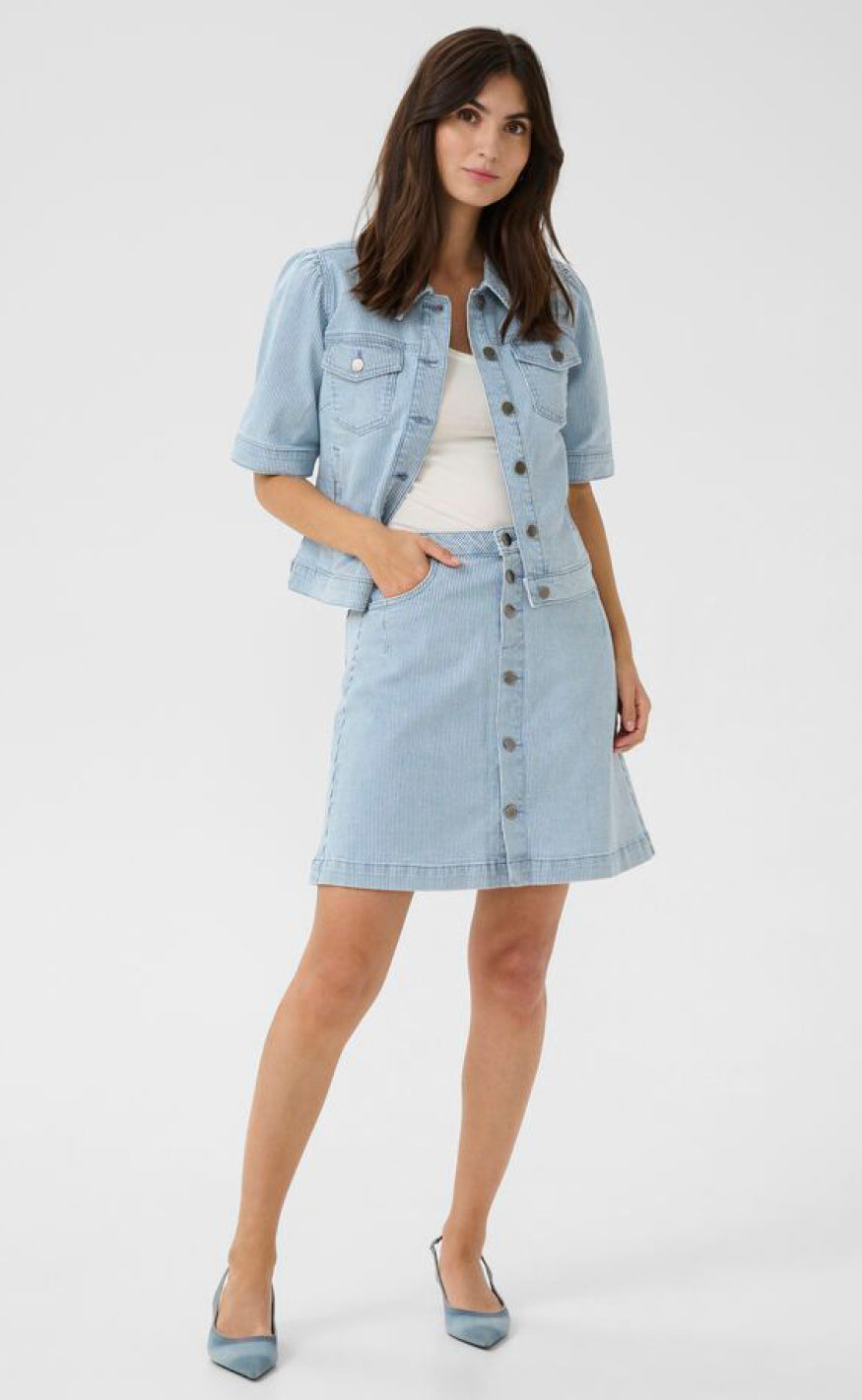 Culture Skjørt - Milky Short - Blue/White Stripe