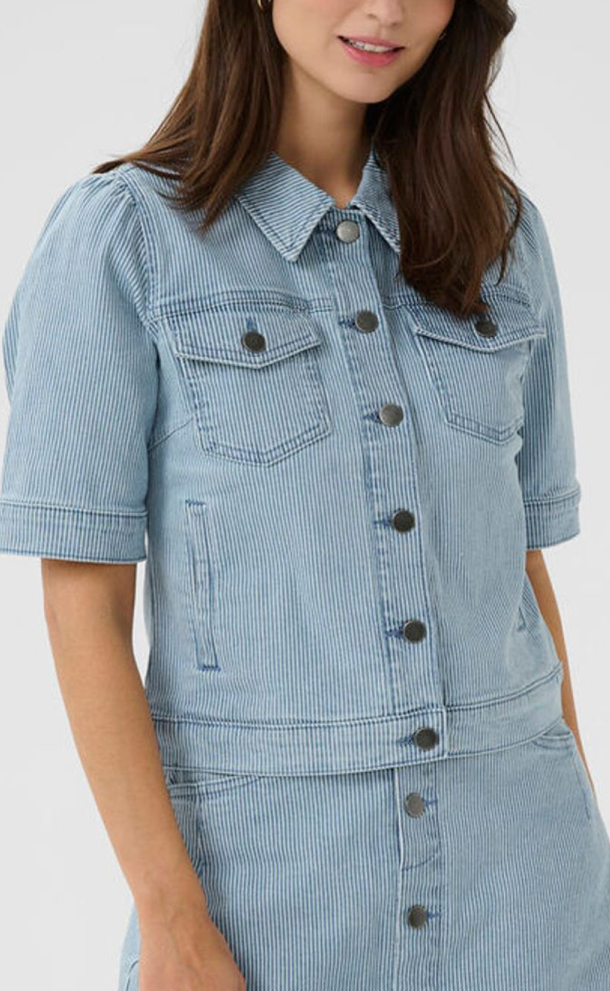 Culture Jakke - Milky SS - Blue/White Stripe