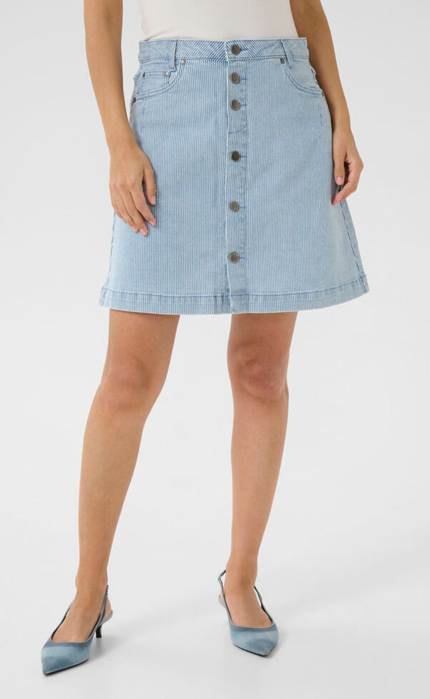 Culture Skjørt - Milky Short - Blue/White Stripe