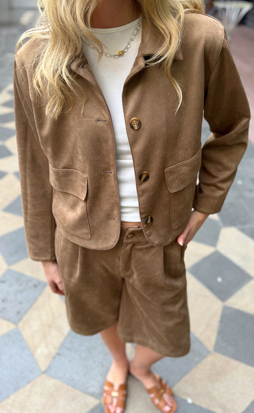Say INA Copenhagen Shorts - Kathi Suede - Camel