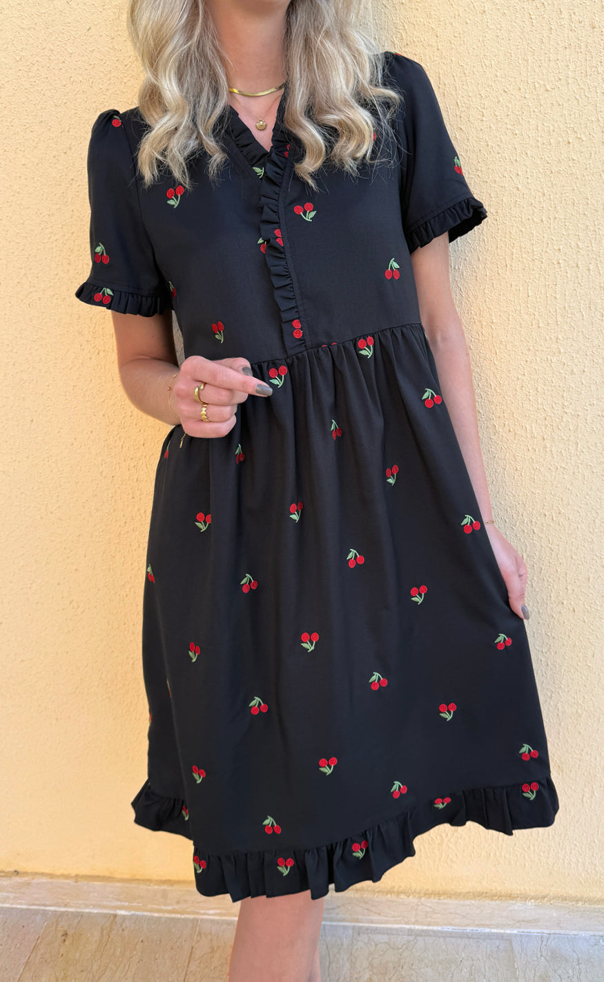Say INA Copenhagen Kjole - Catja Summer Long - Black W. Cherries