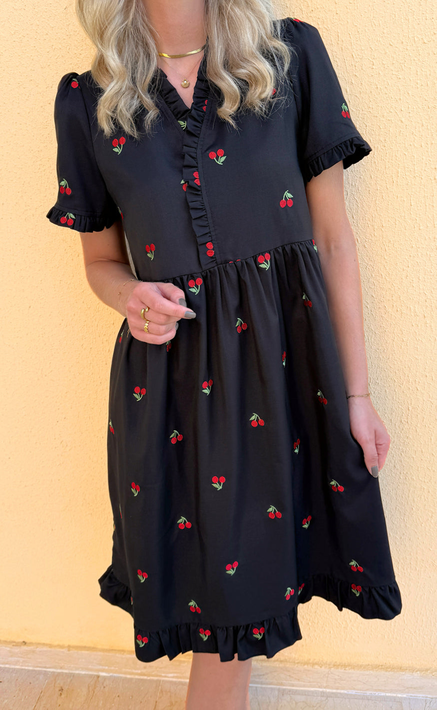 Say INA Copenhagen Kjole - Catja Summer Long - Black W. Cherries