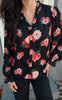 Say INA Copenhagen Bluse - Catja - Black W. Red/Pink Flowers