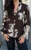Say INA Copenhagen Bluse - Catja - Dark Brown W. Big Flowers