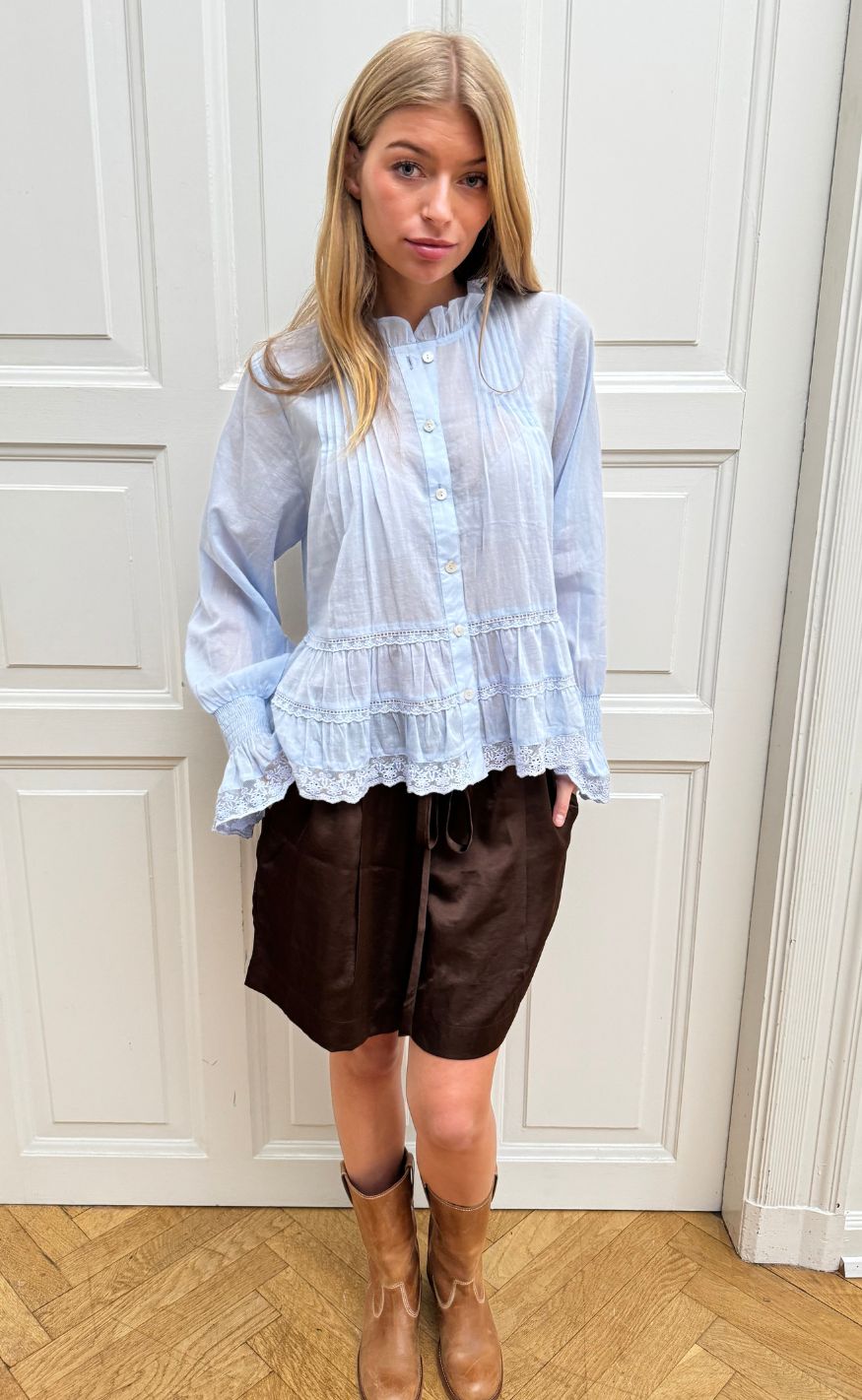 Continue Bluse - Audrey LS - Light Blue