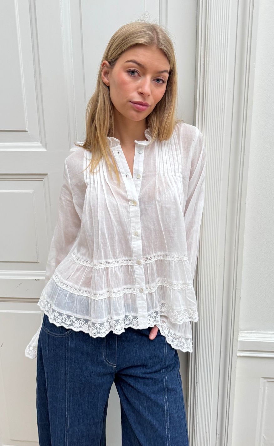 Continue Bluse - Audrey LS - White