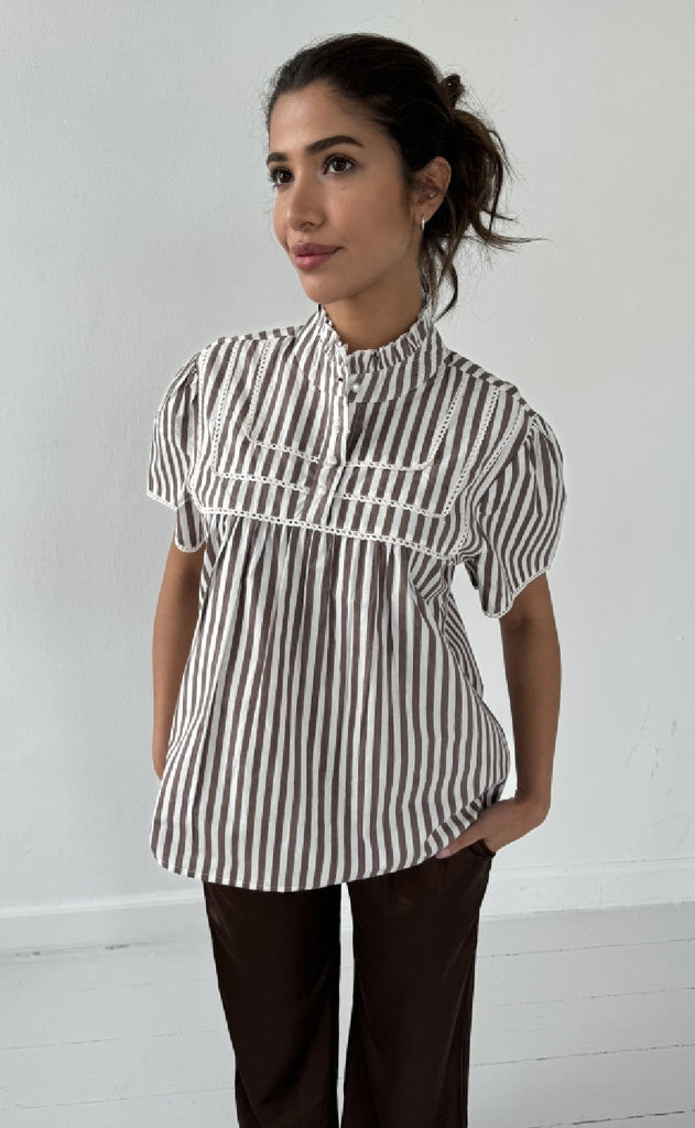 Continue Bluse - Isabella - Brown Stripe