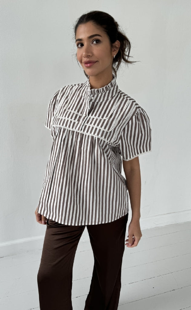 Continue Bluse - Isabella - Brown Stripe