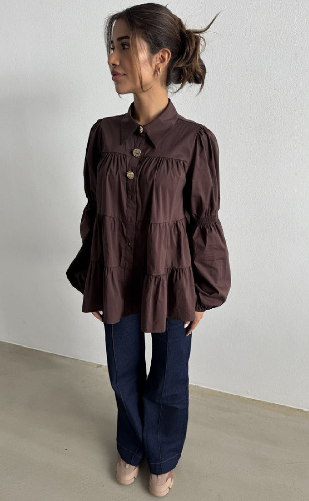 Continue Bluse - Sanna - Dark Brown