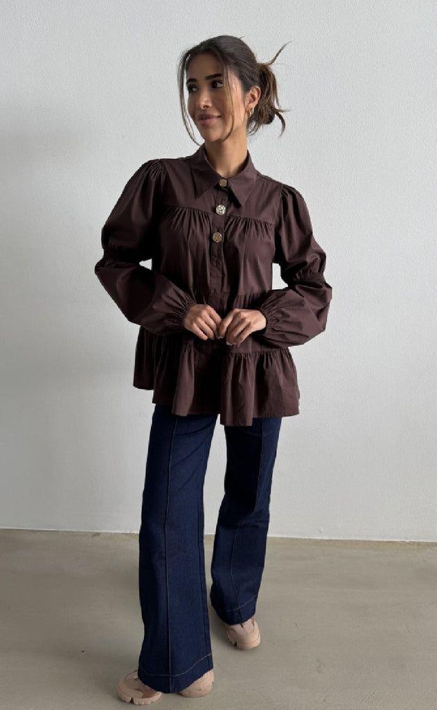 Continue Bluse - Sanna - Dark Brown