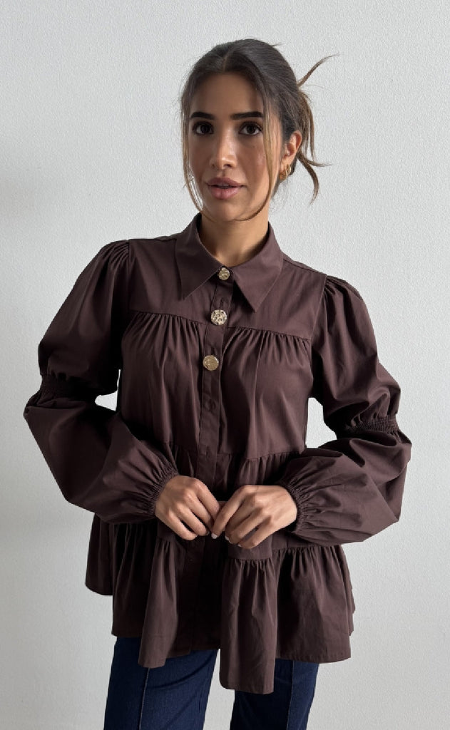 Continue Bluse - Sanna - Dark Brown