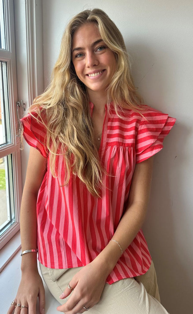 Continue Topp - Christel red stripe - 001 Stribe Pink