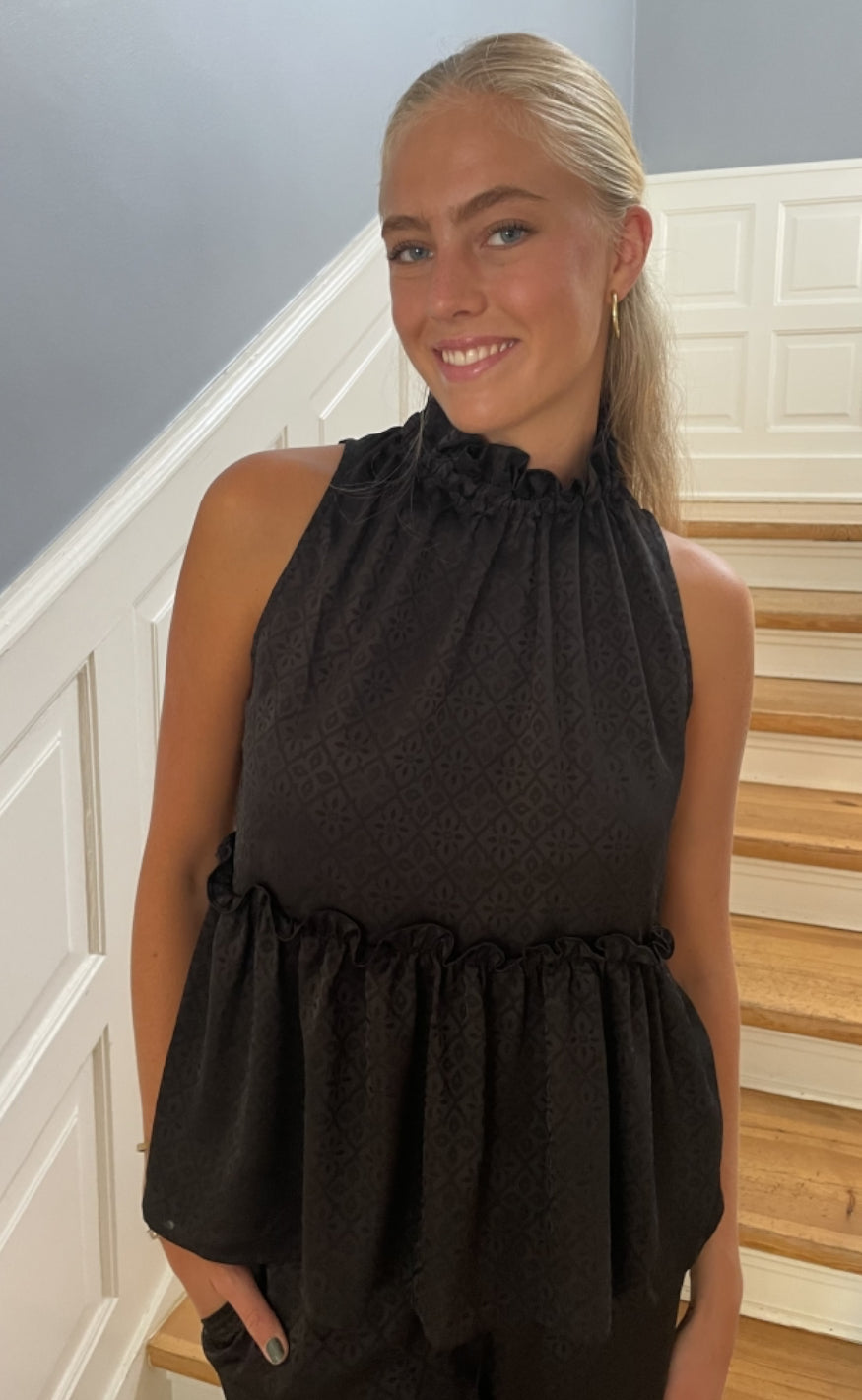 Continue Topp - Liva Fringles - Black Print