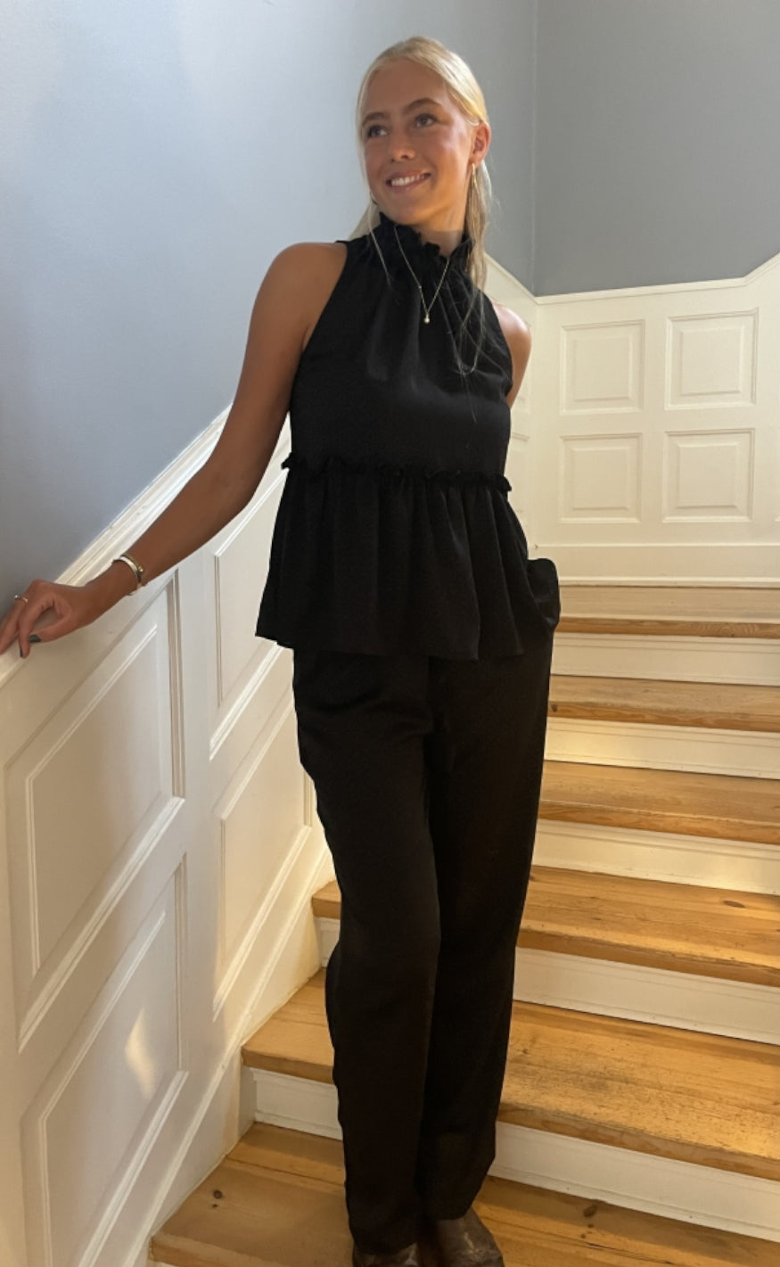 Continue Topp - Liva Fringles - Black Print