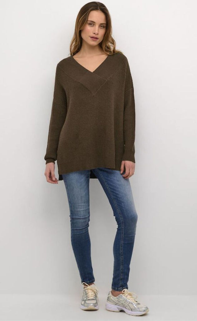 Culture Genser - Olivia V-neck - Demitasse Melange