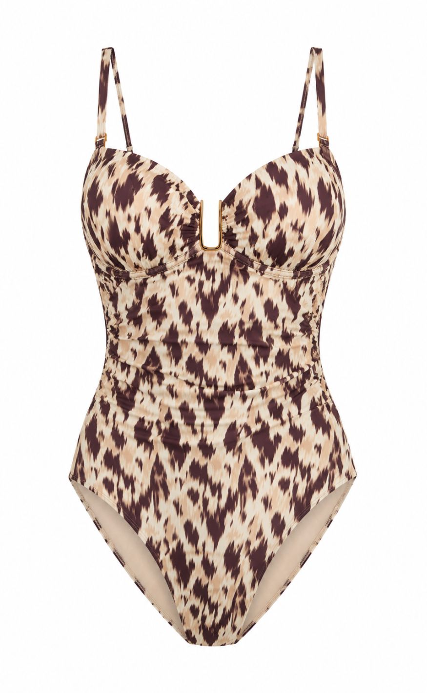 Unica Copenhagen Badedrakt - Isabelle - Beige / Brown Leo