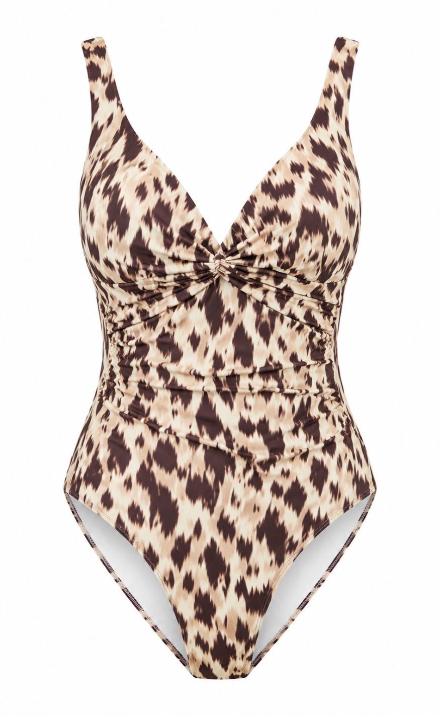 Unica Copenhagen Badedrakt - Isa - Beige / Brown Leo