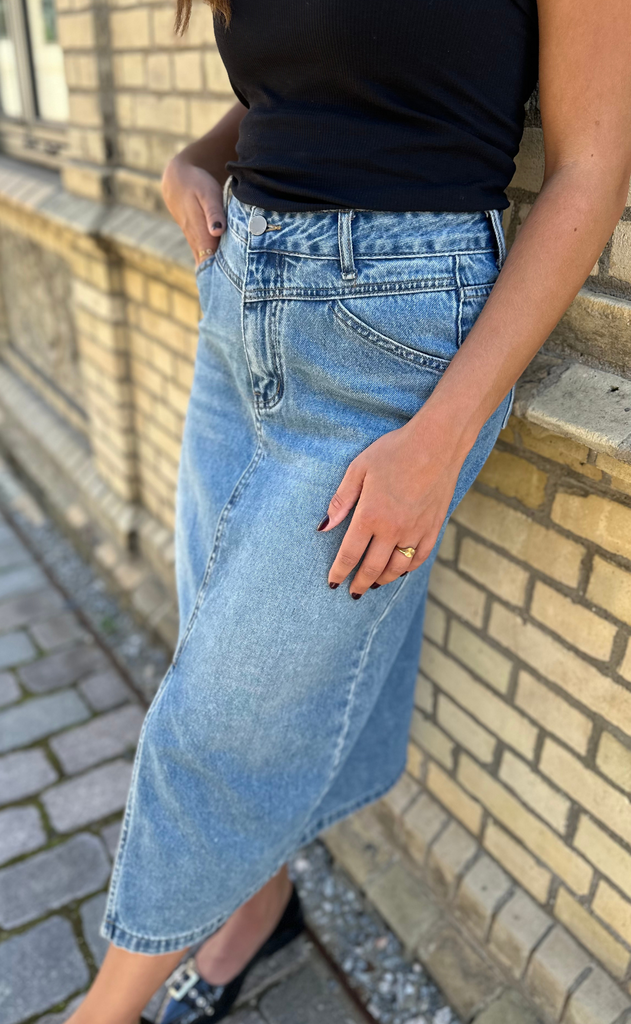 One Two Luxzuz Skjørt - Jeansana - Faded Denim