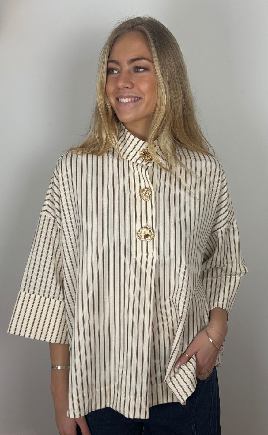 Continue Skjorte - Klara High - Brown Stripe