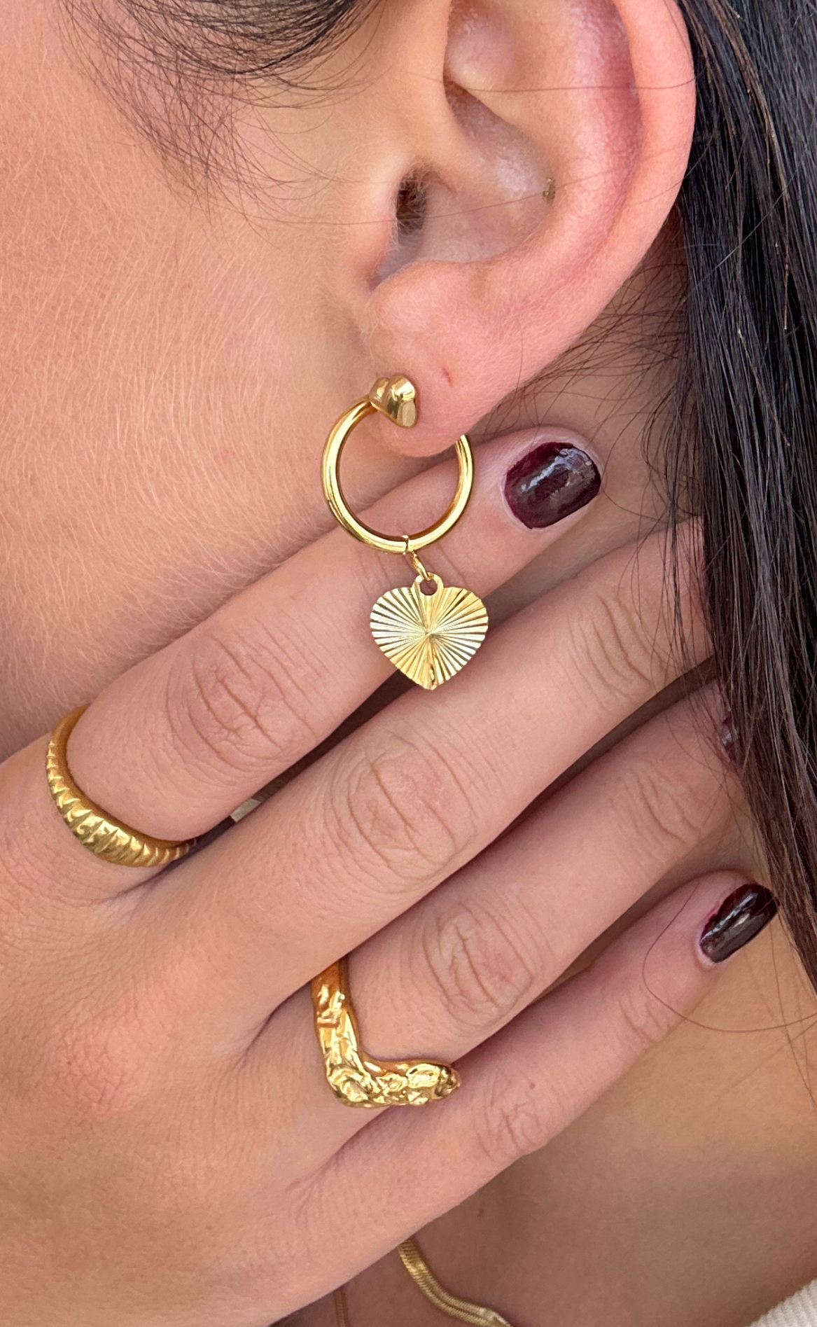 Smykkeli Copenhagen Øreringer/Hoops - Manila Heart - Golden