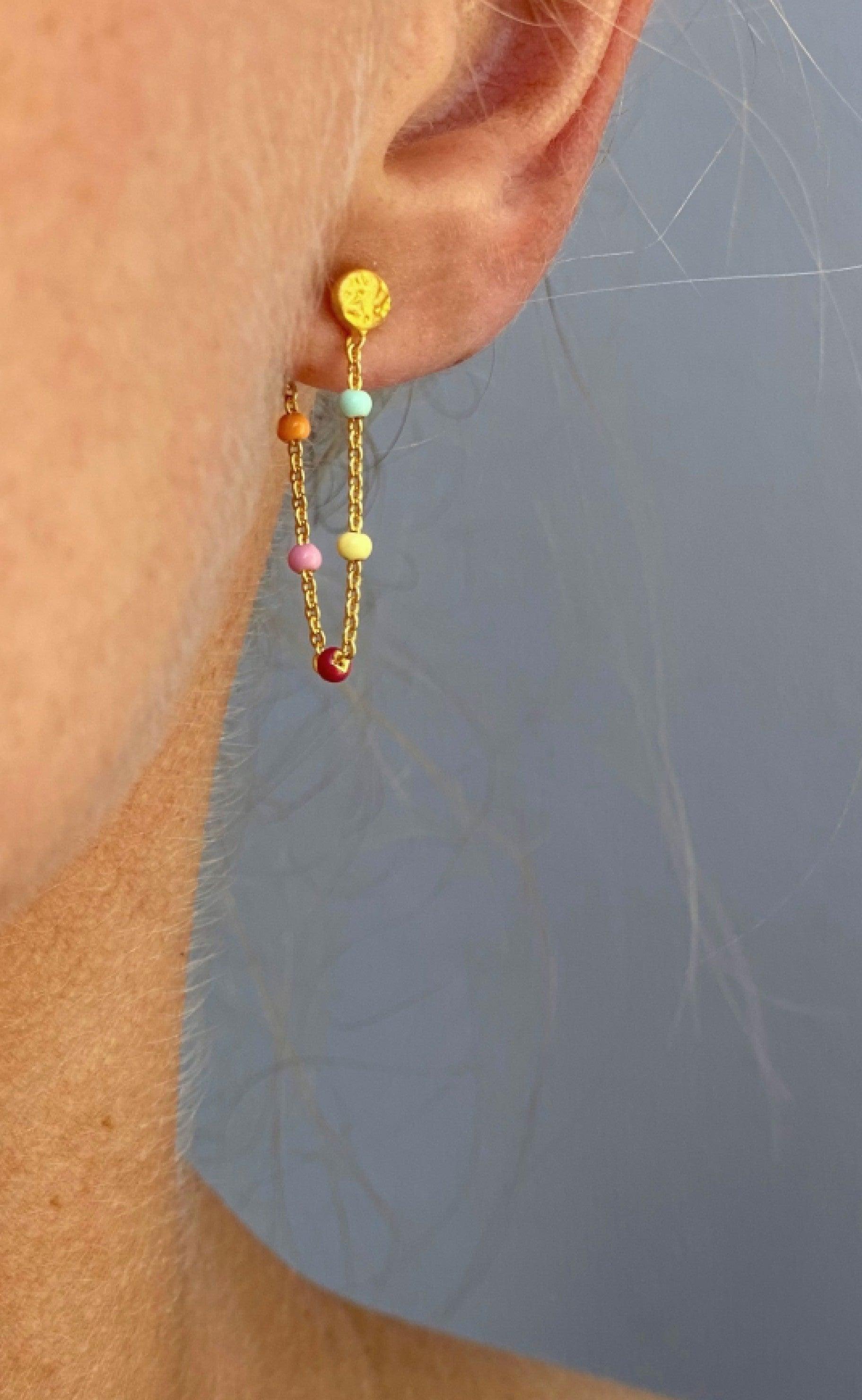 ENAMEL Copenhagen Øreringer - Lola - Rainbow Gold Colour