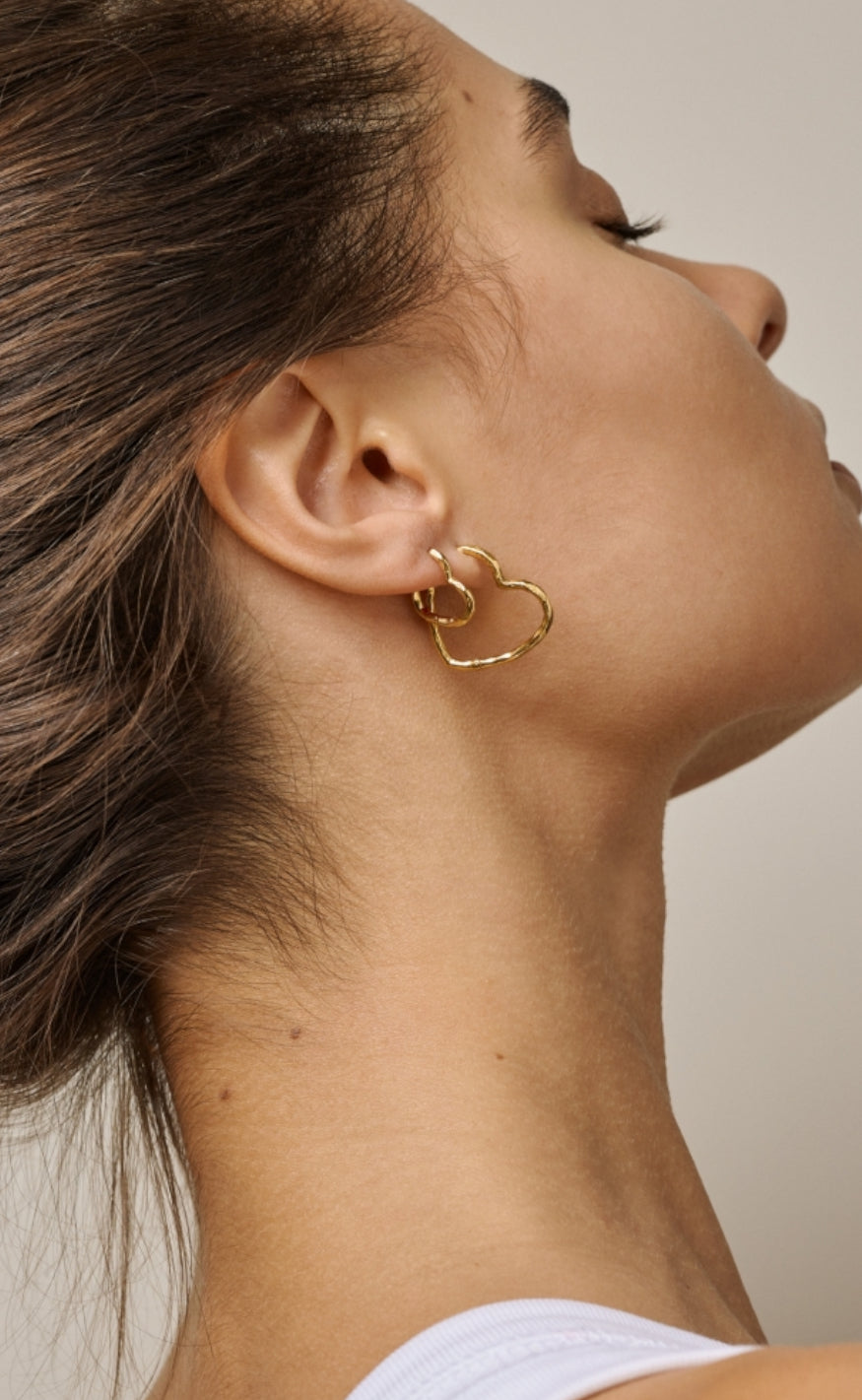 ENAMEL Copenhagen Øreringer - Organic Heart Medium - Gold Colour