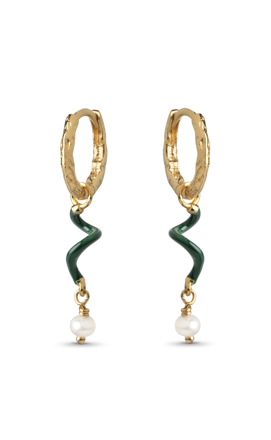 ENAMEL Copenhagen Øreringer - Twist - Petrol Green