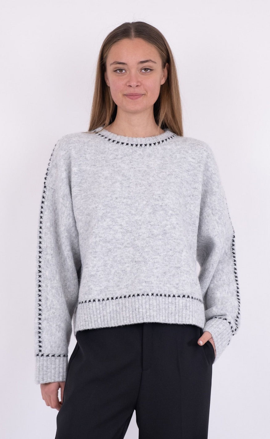 Neo Noir Bluse - Detri - Grey Melange
