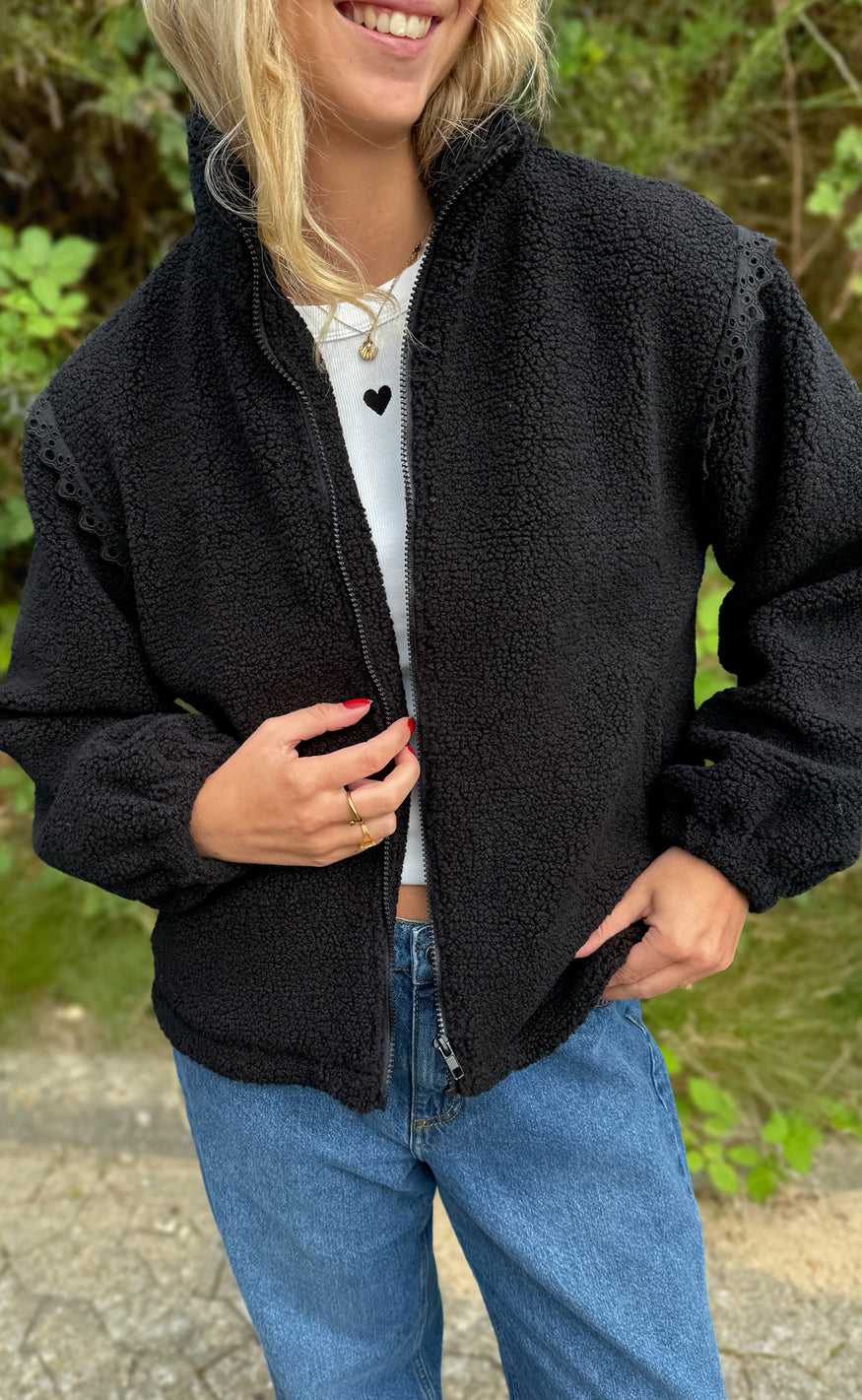 Say INA Copenhagen Fleece Jakke - Fia - Black