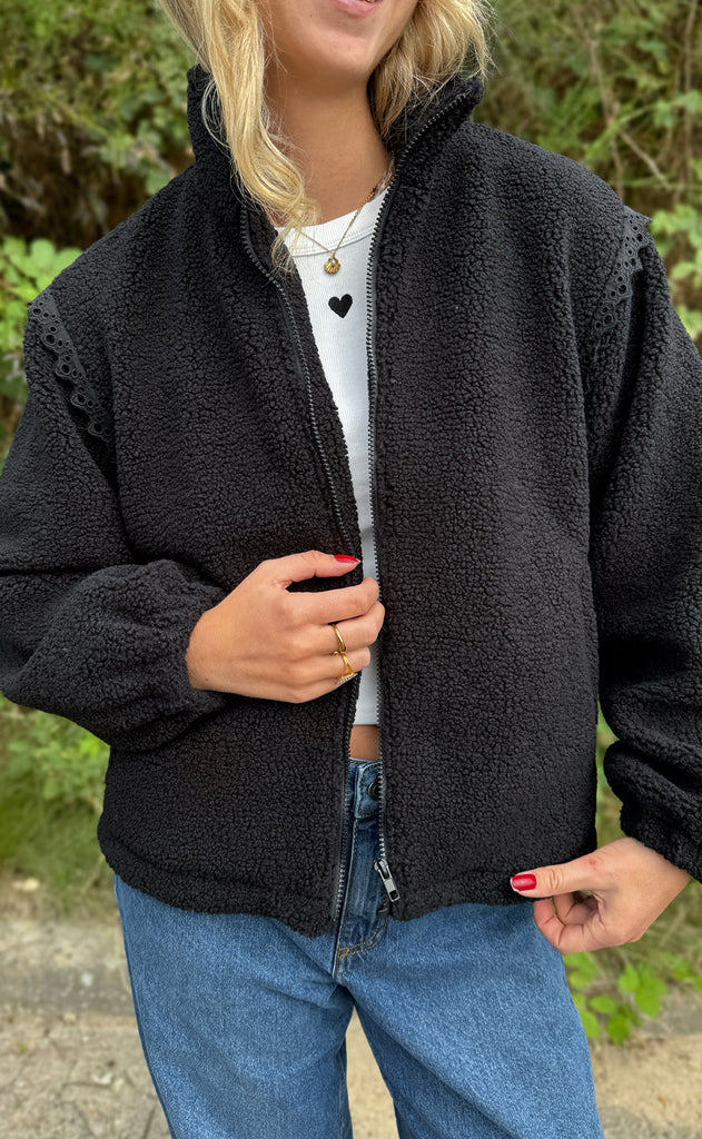 Say INA Copenhagen Fleece Jakke - Fia - Black