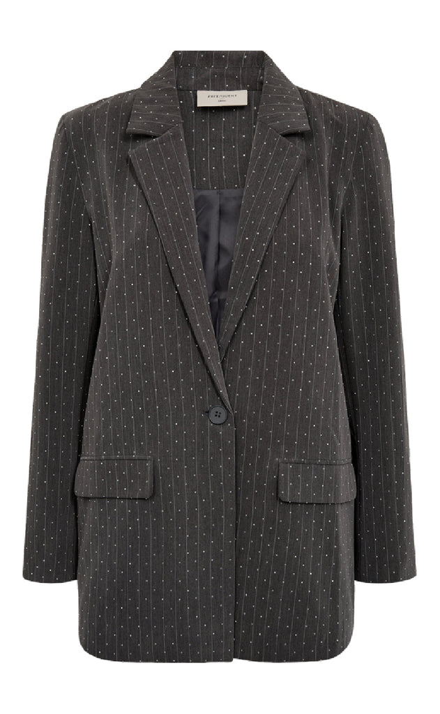Freequent Blazer - Widy - Dark Grey Mel w. Star Off-white