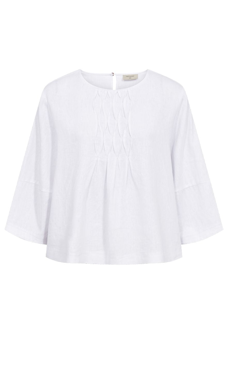 Freequent Bluse - Lava Pleat - Brilliant White