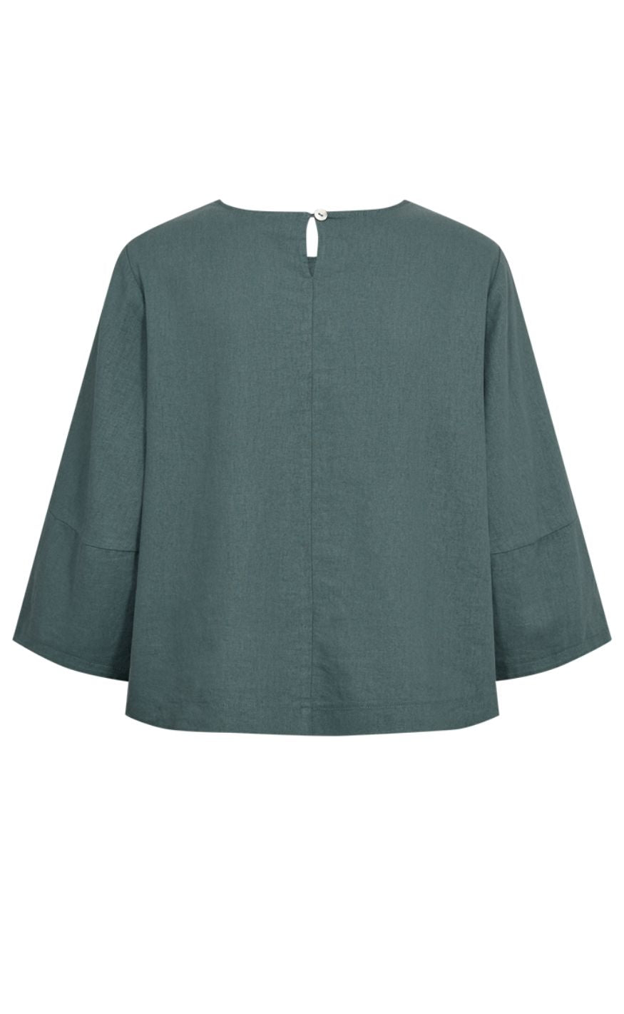 Freequent Bluse - Lava Pleat - Dark Forest
