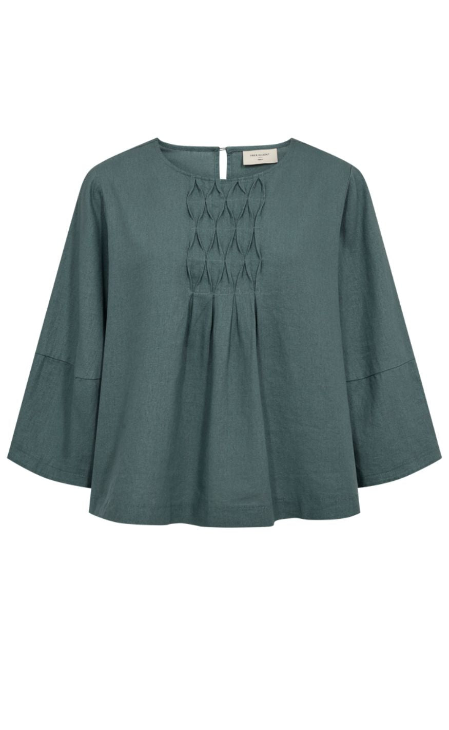 Freequent Bluse - Lava Pleat - Dark Forest