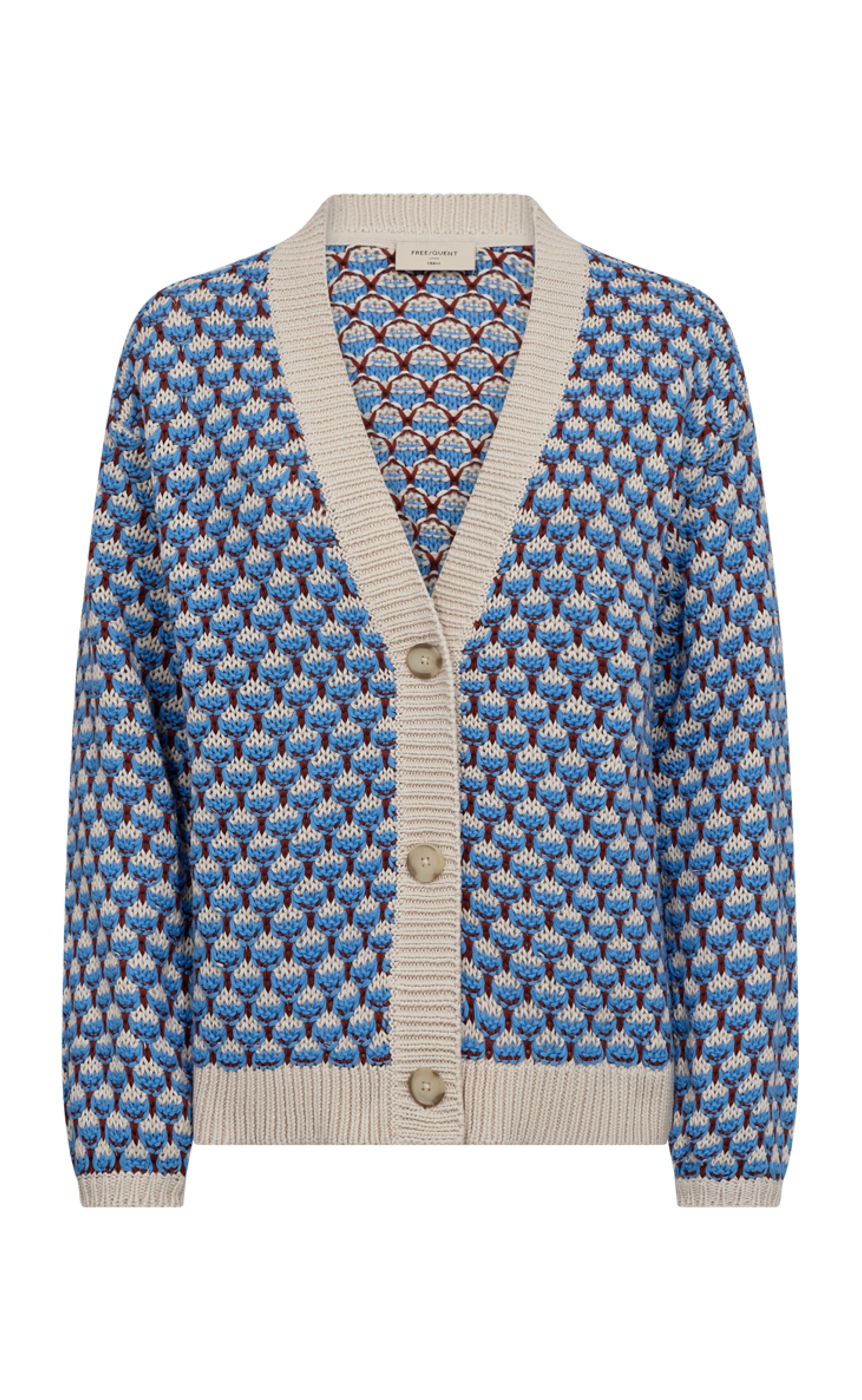 Freequent Cardigan - Flippy - Moonbeam W. Azure Blue