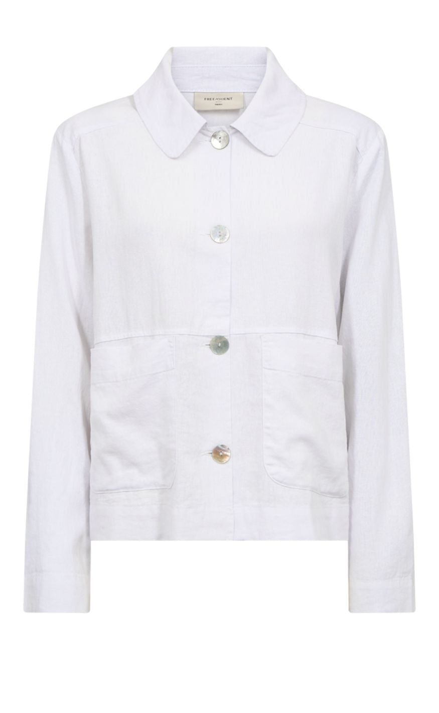 Freequent Jakke - Lava Button - Brilliant White