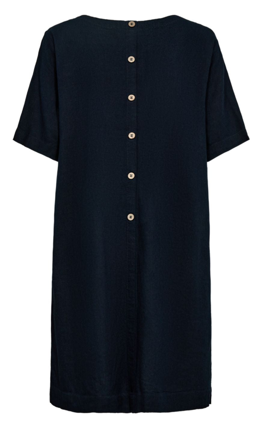 Freequent Kjole - Lava Button Back - Navy Blazer