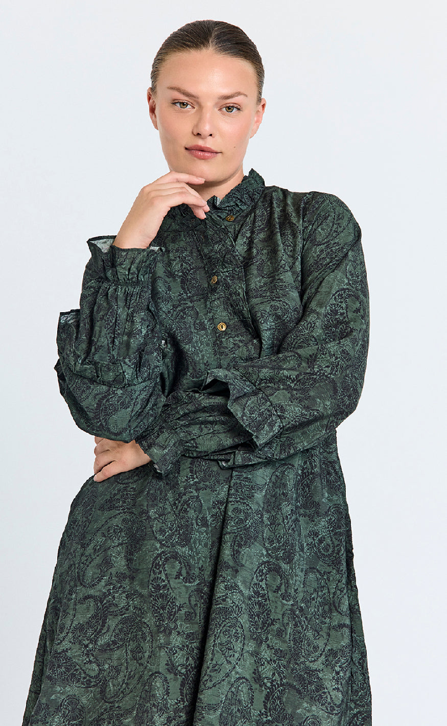 Freequent Kjole - Molin - Kombu Green w. Black