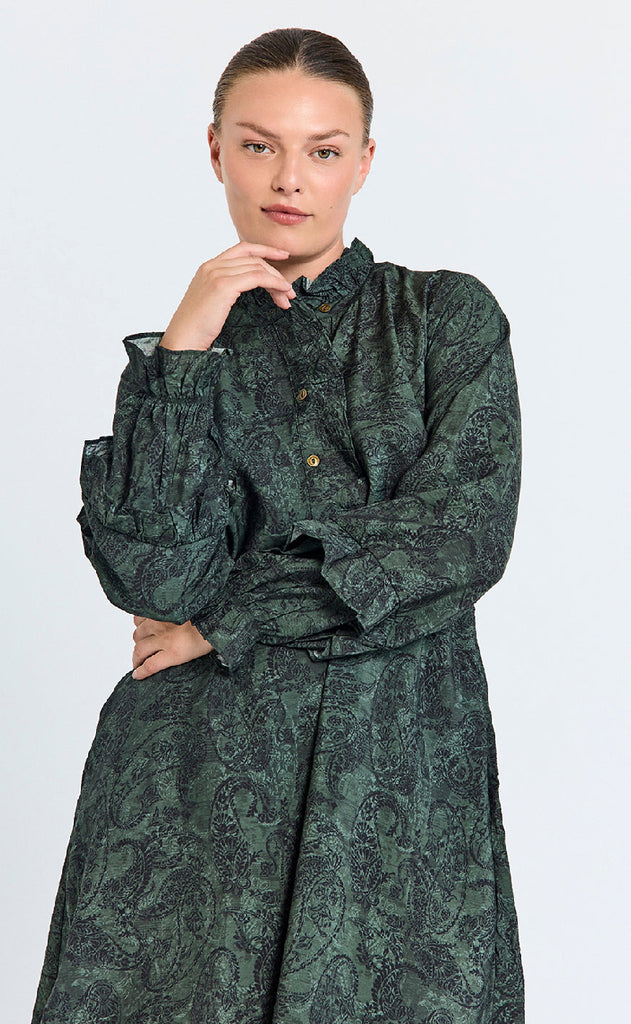 Freequent Kjole - Molin - Kombu Green w. Black