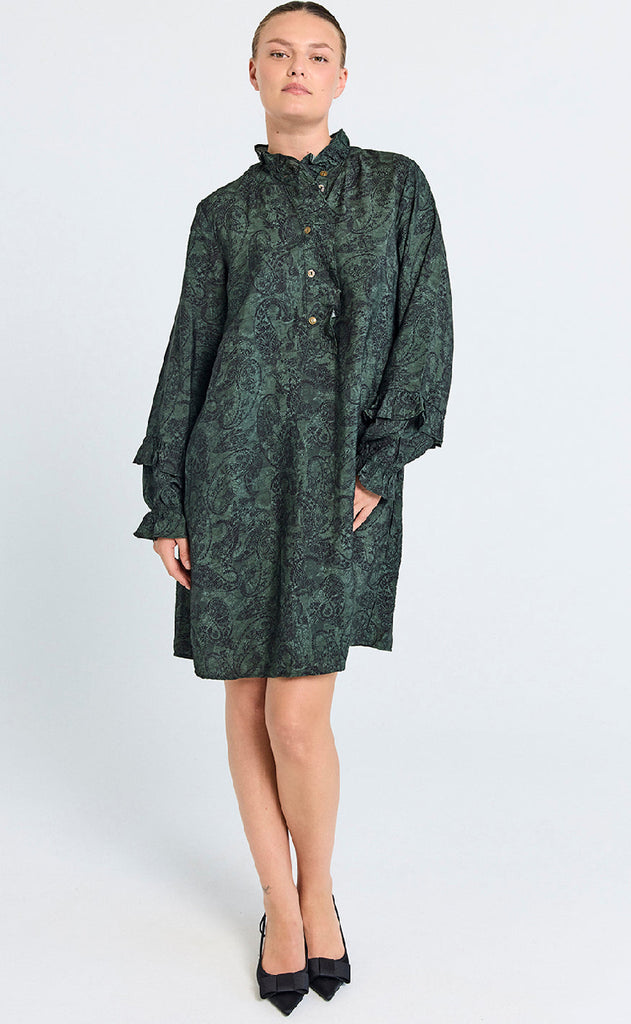Freequent Kjole - Molin - Kombu Green w. Black