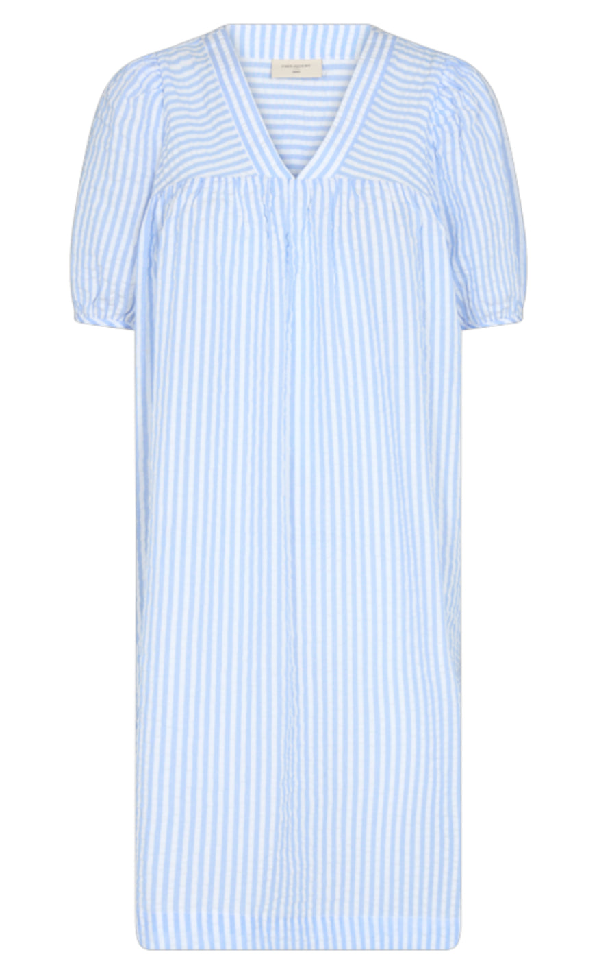 Freequent Kjole - Sofia - Vista Blue W. Brilliant White