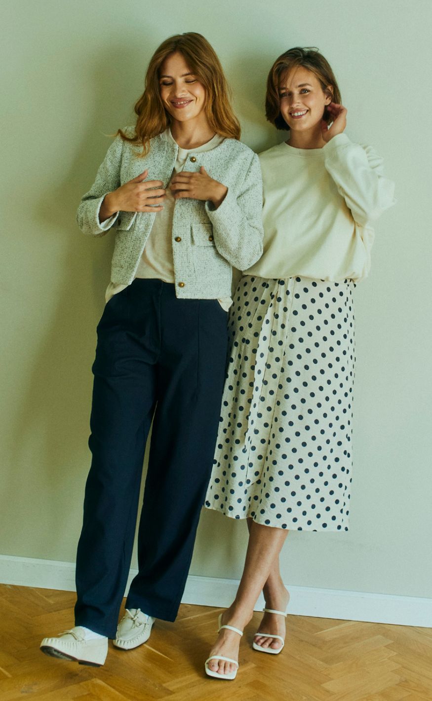 Freequent Skjørt - Alma - Moonbeam w. Navy Blazer