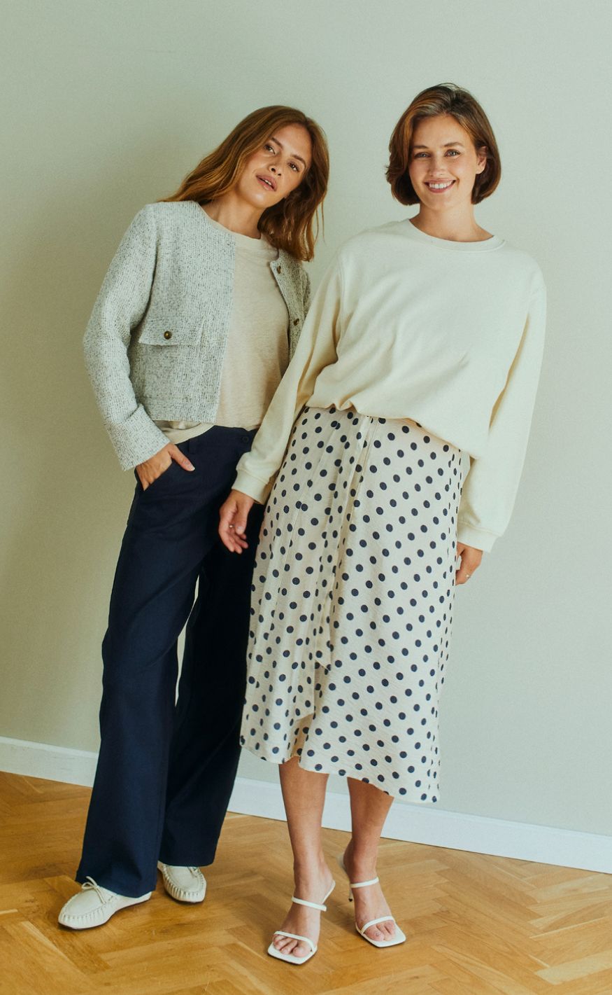 Freequent Skjørt - Alma - Moonbeam w. Navy Blazer
